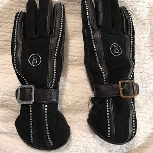 Black Bogner gloves with rhinestones. Size 7.5